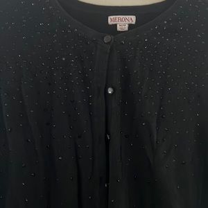 Black, sparkly cardigan.
